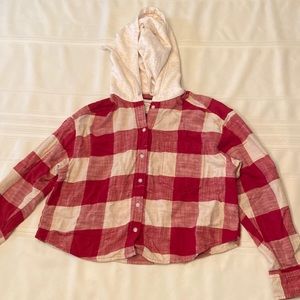 Plaid American eagle flannel hoodie